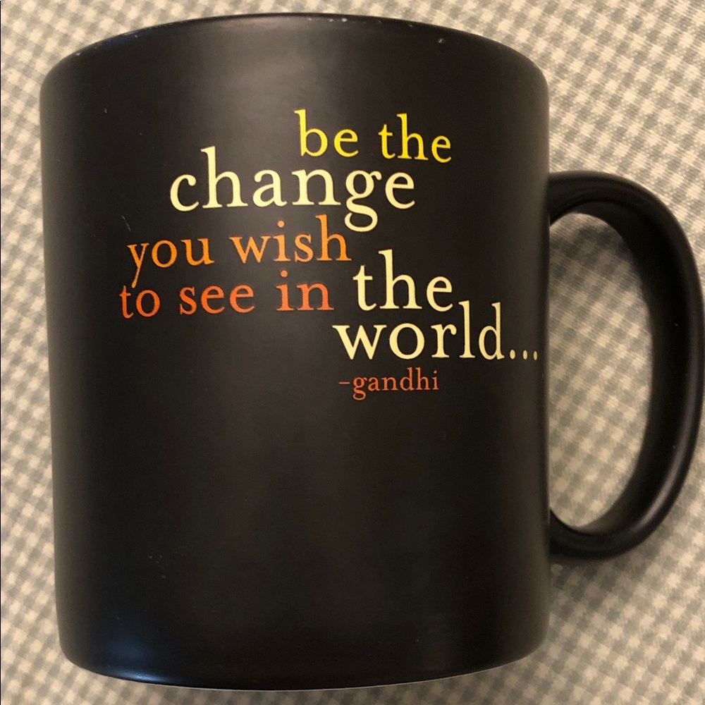 Quotable Mugs GD56 2005 Matte Black Mug Motivational Inspiring Gandhi Quote #713